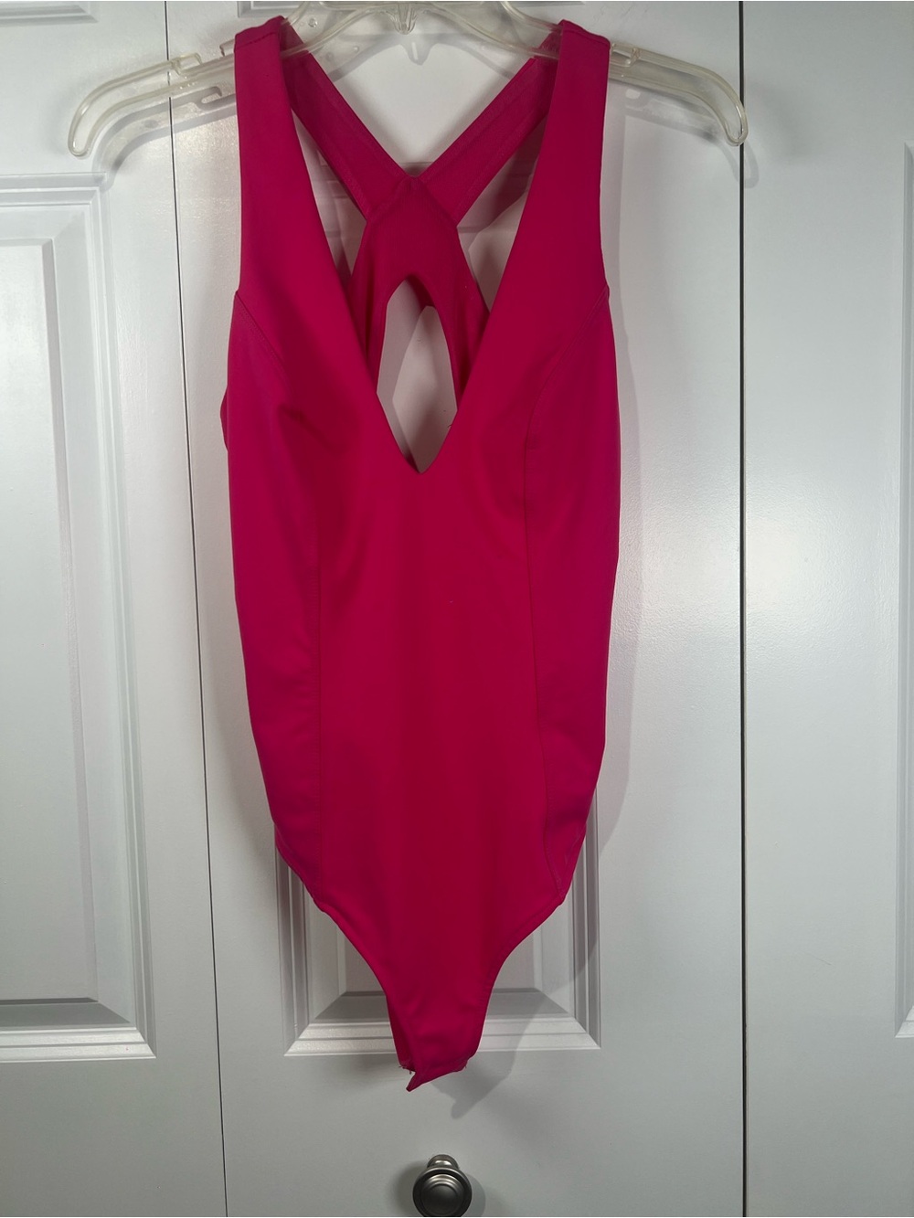 Free People Hot Pink Sleeveless Cross-Back Bodysuit